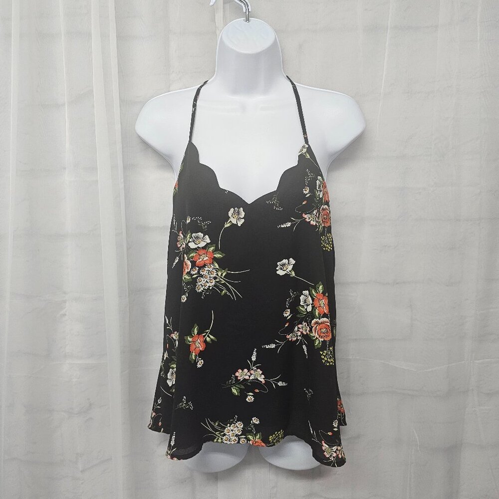 Nine Britton Black Floral Tank Fairy Boho Hippie M